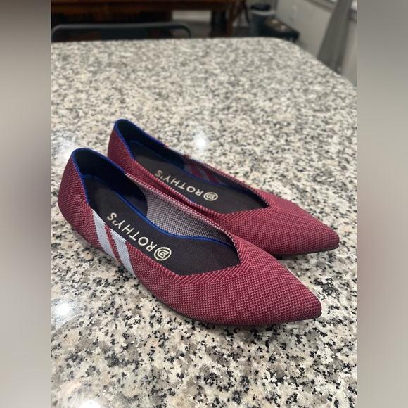 EUC, Rothy’s, Retired Magenta Racing Stripes, Point Toe Flats, Women’s Size 8 🤍 - Picture 3 of 10